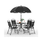 6 Pieces Outdoor Dining Set With Umbrella, Patio Table and 4 Folding Chairs With Umbrella, Garden Patio Furniture Set With Umbrellas, Tempered Glass Top Dining Table - image 1