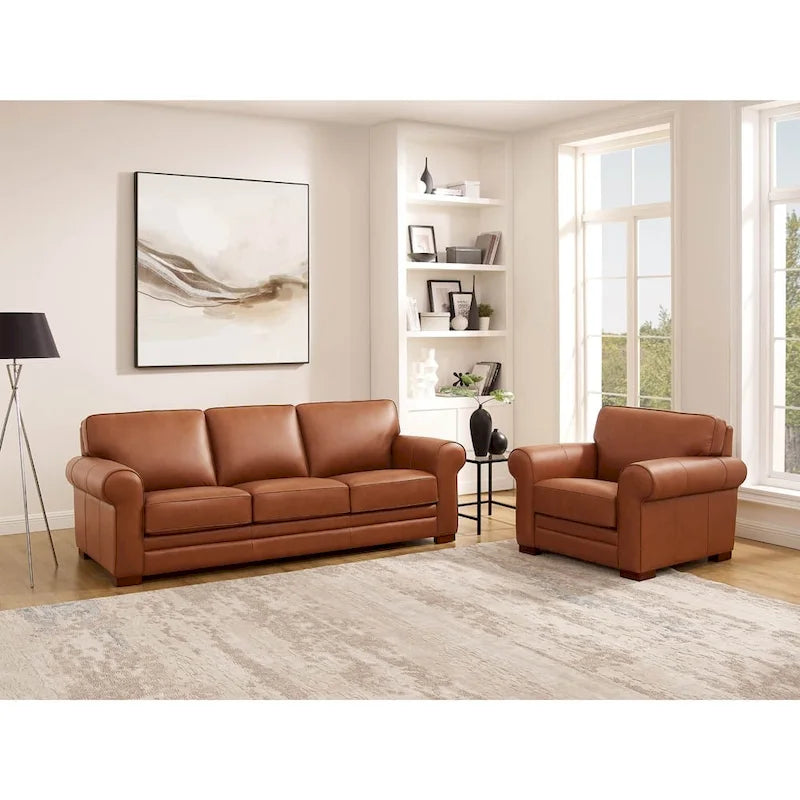 Hydeline Brookfield Premium Top Grain Leather Sofa and Chair Set - image 14