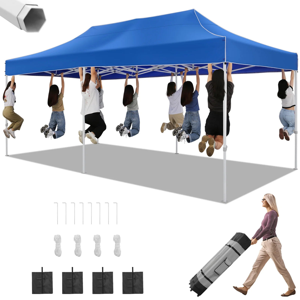 HOTEEL 10x15 Heavy Duty Canopy Tent ,Pop up Canopy for Parties Wedding,Commercial Easy up Gazebo with Roller Bag,UV 50+ &,White - image 51
