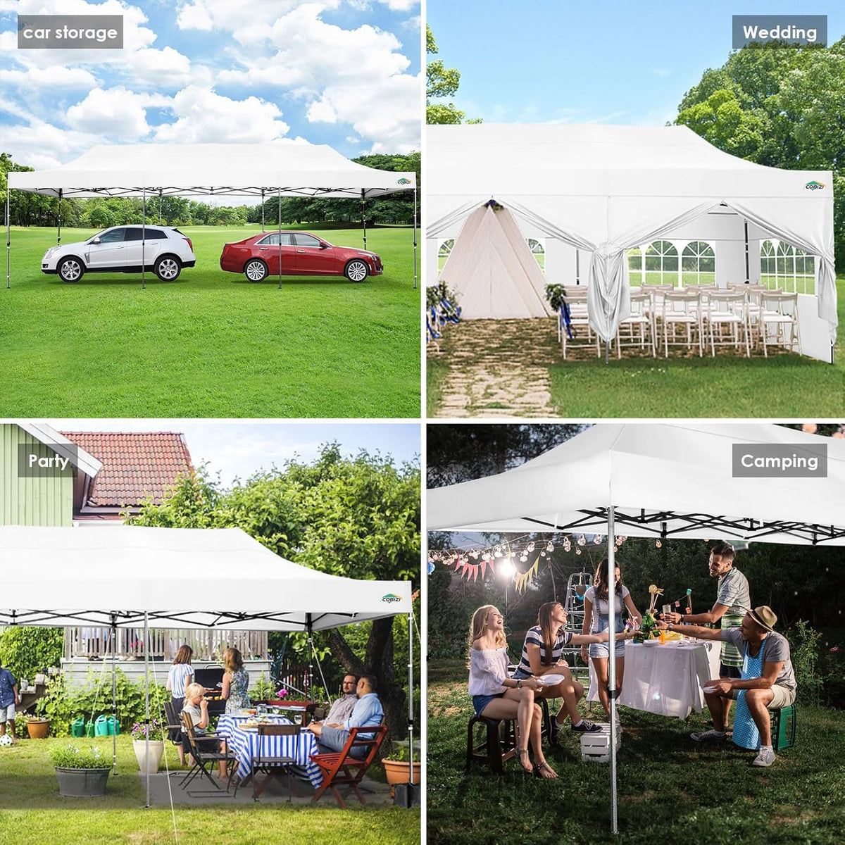 COBIZI 10x20 Heavy Duty Pop up Canopy Tent with 6 sidewalls Easy Up Commercial Outdoor Canopy Wedding Party Tents for Parties All Season Wind & Waterproof Gazebo with Roller Bag,Black(Frame Thickened) - image 89