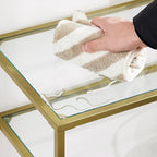 Elegant Gold Tempered Glass Console Table with Metal Frame and Dual Shelves - 39.4L x 13.8W x 31.5H - image 6