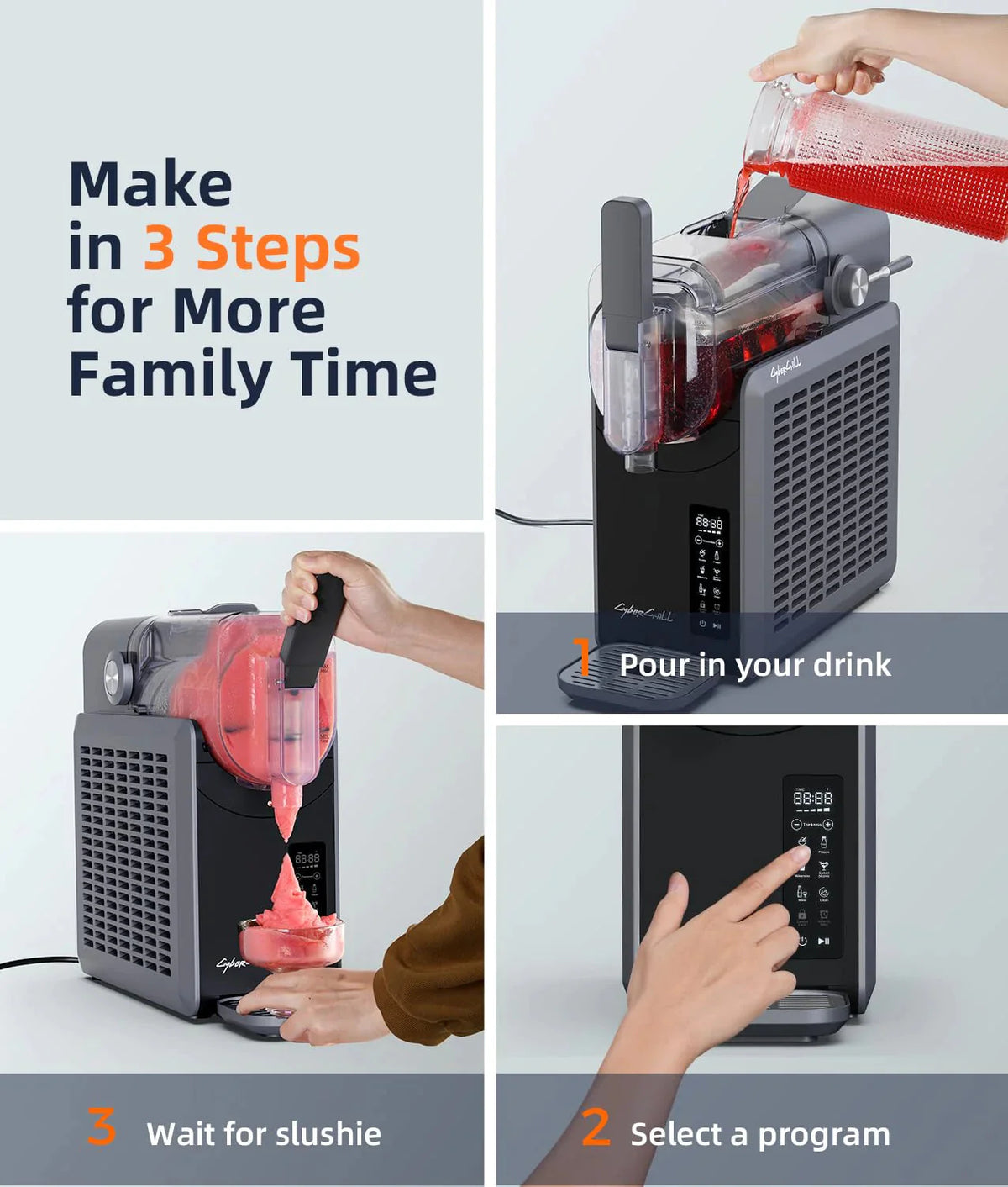 Slushie Machine - Professional Frozen Drink Maker No Ice Needed- 70 oz Slushy Machine for Home with LED Display - One-Touch Reservation & 6 Pre-set Programs for Frozen Margaritas, Frappés & Ice Cream - image 3