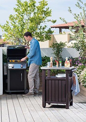 Unity Portable Outdoor Table and Storage Cabinet with Hooks for Grill Accessories-Stainless Steel Top for Patio Kitchen Island or Bar Cart, Espresso Brown - image 7