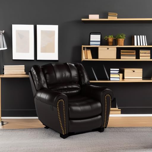 CANMOV Leather Recliner Chair, Classic and Traditional Manual Recliner Chair with Comfortable Arms and Back Single Sofa for Living Room, Nut Brown - image 28