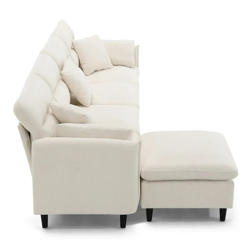 110-Inch L-Shaped 5-Seater Sectional Sofa with Removable Ottoman, Cloud Chenille Fabric, and 5 Cushions - image 17