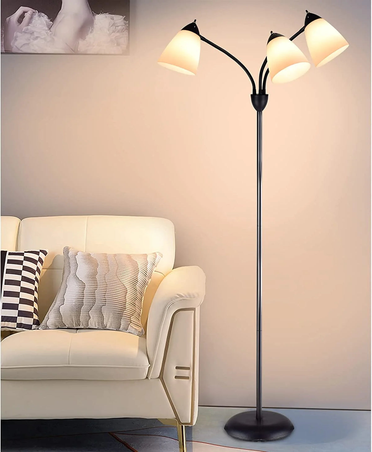 DINGLILIGHTING Floor Lamp Tall for Room: Flexible Gooseneck Floor Lamps Standing for Bedroom Home Office - Modern Floor Lights 5 - Light - image 8