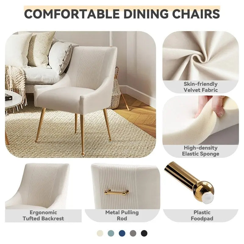 SEYNAR Set of 4 Modern Glam Boucle Velvet Dining or Vanity Chairs with Rear Handle - image 14