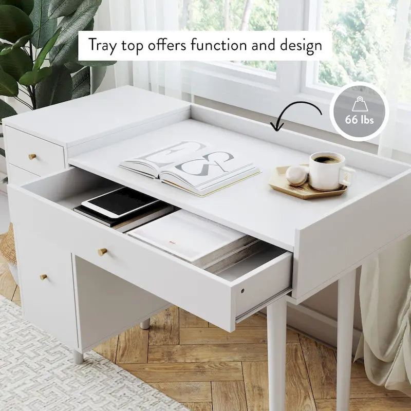 Nathan James Daisy Modern Farmhouse Desk with Storage and Brass Accents - image 7