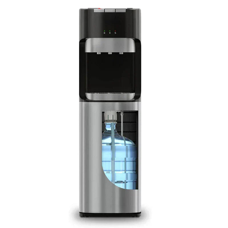 Bottom Loading Water Cooler Dispenser for 5 Gallon Bottles - 3 Temperatures with Hot, Room & Cold Spouts, Child Safety Lock, LED Display with Empty Bottle Alert, Stainless Steel - image 1