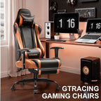 GTRACING Gaming Chair, Ergonomic Office Desk Chair with Lumbar Support, PU Leather, Footrest & Adjustable Headrest, Red - image 45