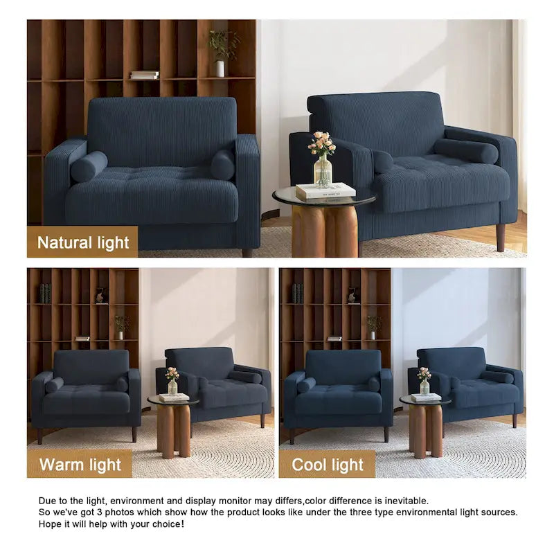 Set of 2 Modern Wide Armchairs in Corduroy - Accent Chairs - image 35