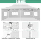 COBIZI 10x20 Heavy Duty Pop up Canopy Tent with 6 sidewalls Easy Up Commercial Outdoor Canopy Wedding Party Tents for Parties All Season Wind & Waterproof Gazebo with Roller Bag,Black(Frame Thickened) - image 163