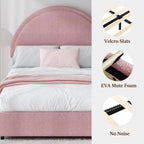 4 EVER WINNER Queen Size Bed Frame, Boucle Upholstered Bed Frame with Headboard, White Queen Bed Frame, White - image 9