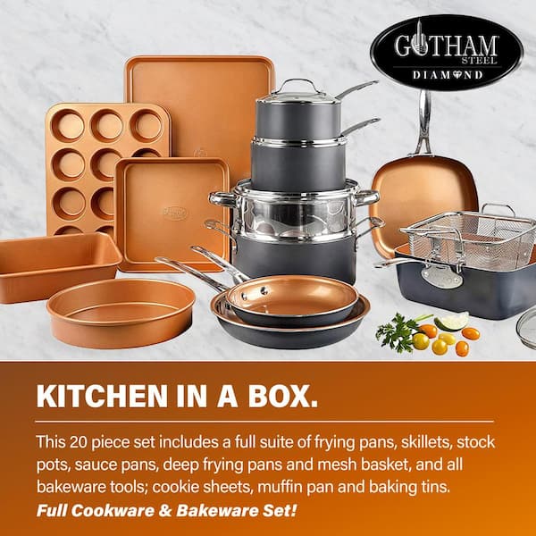 20-Piece Aluminum Ti-Ceramic Nonstick Cookware and Bakeware Set in Graphite - image 2