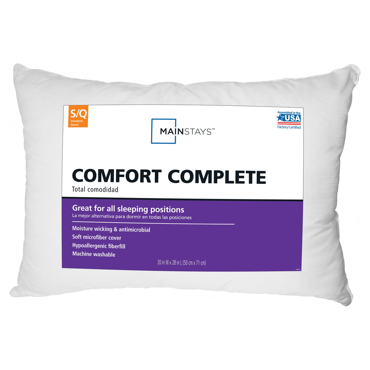 Mainstays Comfort Complete Bed Pillow, Standard/Queen - image 1