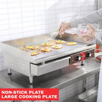 14 Inch Electric Griddle, Non-Stick Flat Top Grill Commercial Electric Countertop Griddles Stainless Steel Adjustable Temperature Control 90F-575F for Home or Restaurant Use - image 5