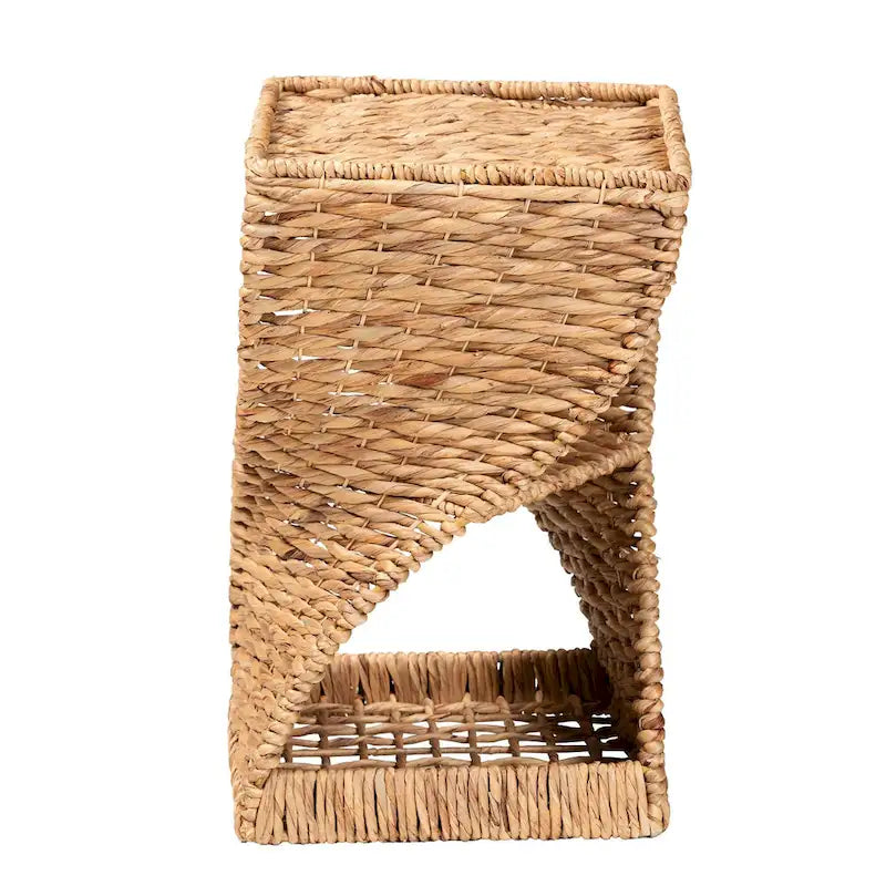 Pelleas Contemporary Bohemian Natural Brown Seagrass and Wood Side Table - image 4
