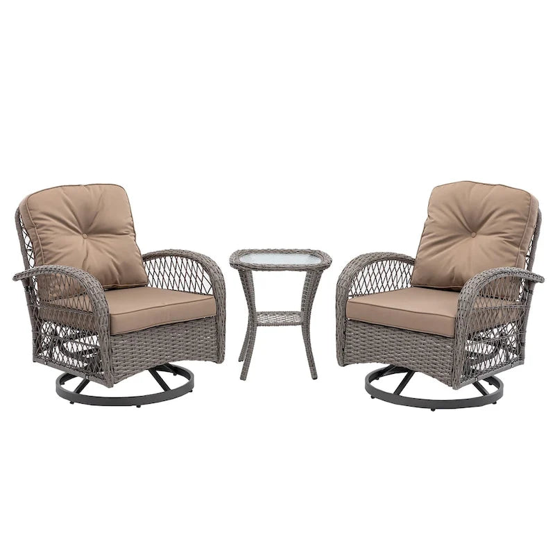 3 Pieces Outdoor Swivel Rocker Patio Chairs, 360 Degree Rocking Patio Conversation Set - image 7