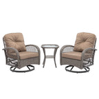 3 Pieces Outdoor Swivel Rocker Patio Chairs, 360 Degree Rocking Patio Conversation Set - image 7