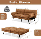 Amazon Basics Brown Loveseat,Convertible Couch Memory Foam Futon Sofa Bed Modern Sleeper Sofa for Small Compact Living Room,Office,Apartment, Linen Fabric - image 2