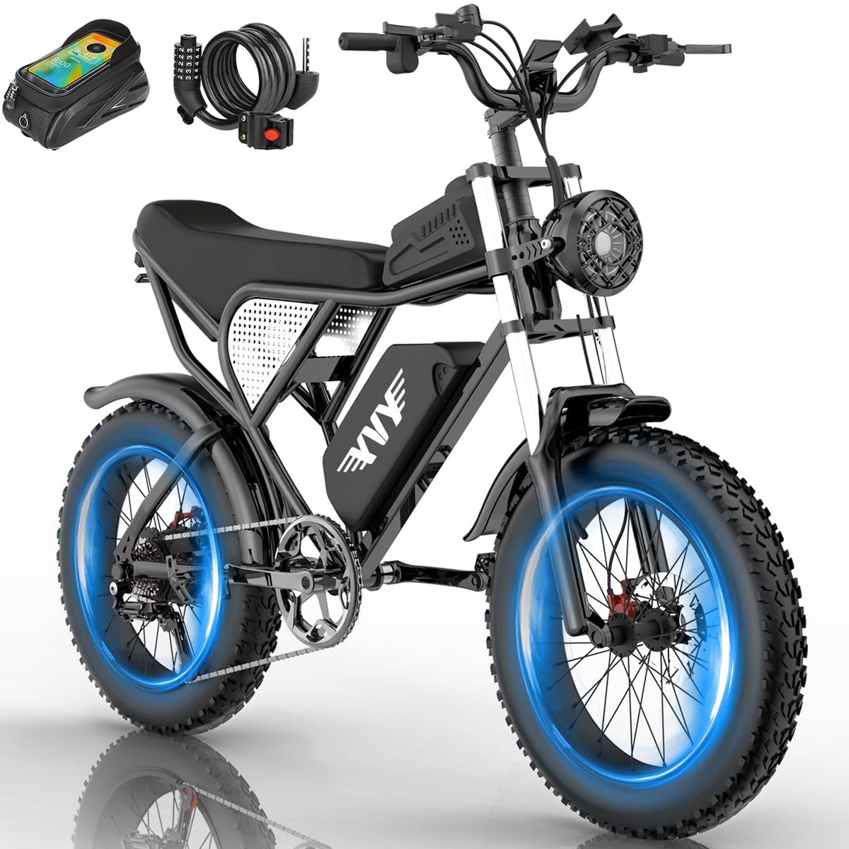 YVY 1500W Electric Bike for Adults, 33MPH 20'' Fat Tire Electric Motorcycle, 48V 20AH Removable Battery, 30 - 60 - image 1