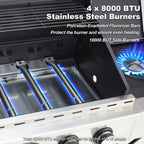 Upgraded 4 Burner BBQ Propane Gas Grill with Cast Iron Grates & Side Stove, 44,000 BTU Stainless Steel Burner Barbecue Grill for Patio, Camping, Outdoor Cooking. - image 18