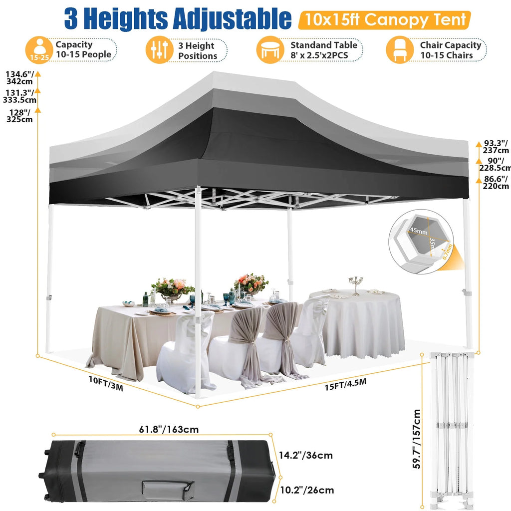 Hoteel 10x15 Heavy Duty Canopy Tent with 4 Sidewalls,Pop up Canopy for Parties Wedding,Commercial Easy up Gazebo with Roller Bag,UV 50+ &,Black - image 4