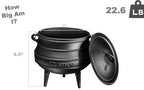 Bruntmor Pre - Seasoned Cast Iron Cauldron - Bruntmor African Potjie Pot with Lid - 3 Legs for Even Heat Distribution - Camping Dutch Oven Cookware for Over - the - Fire Cooking - 10 Quarts, X - Large - image 10