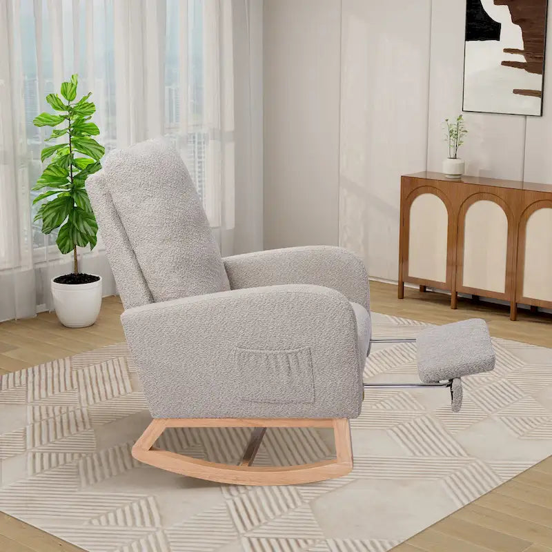 Ergonomic High Back Rocking Chair with Adjustable Footrest - image 33