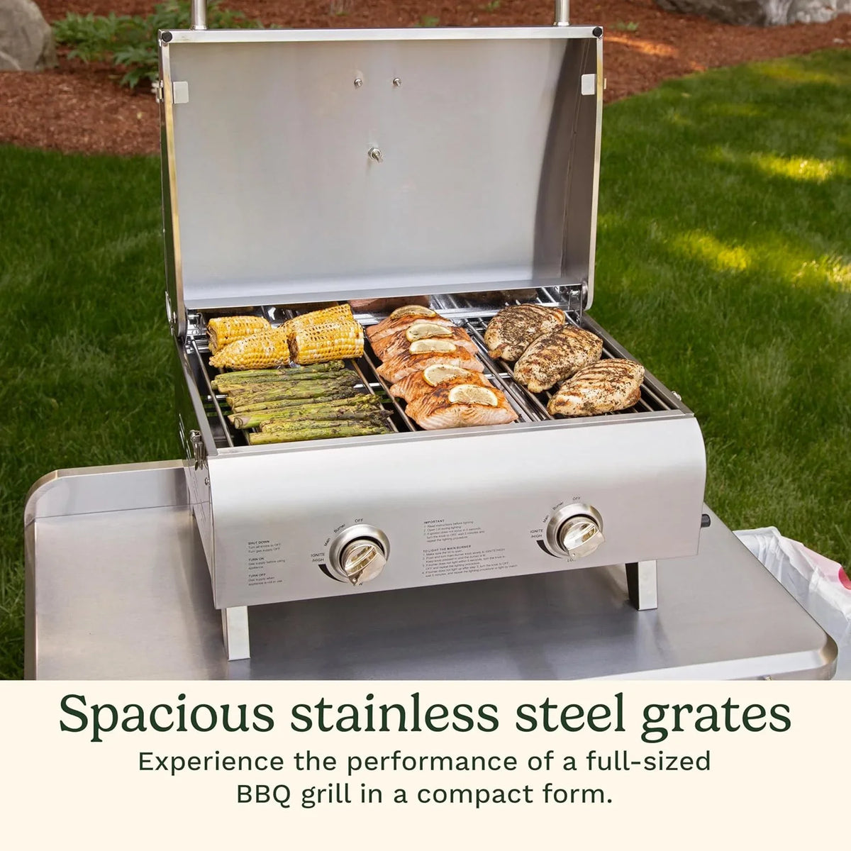 Cuisinart Chef's Style Tabletop Portable Propane Grill, 20,000 BTU Stainless Steel 2-Burner - image 2