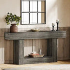 63-Inch Brown and Gray Slim Wooden Console Table for Entryway - image 32
