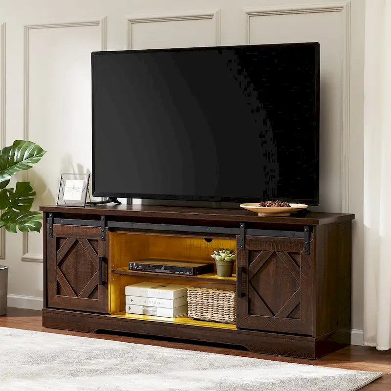 Rustic Farmhouse Barndoor TV Stand - Entertainment Center for TVs up to 70 Inches - image 37