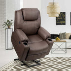 Electric Power Lift Recliner, Leather Massage Reclining Sofa, Elderly Lift Chair with Lumbar Heating & 8 Vibrating Nodes, Cup Holder, USB Port - image 6