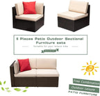 Devoko 5 Pieces Patio Furniture Sets All Weather Outdoor Sectional Patio Sofa Manual Weaving Wicker Rattan Patio Seating Sofas with Cushion and Glass Table(Beige) - image 35