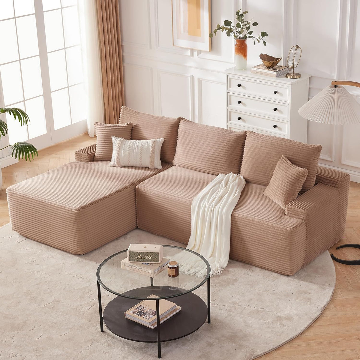 110 Cloud Sectional Couch, Boneless Sofa for Living Room Modular Sectional Sofa with Deep Seat - image 4