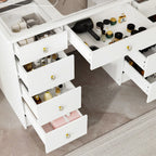 Makeup Vanity w/Tri-Fold Mirror Certified Lighting Glass Top Dresser - image 18