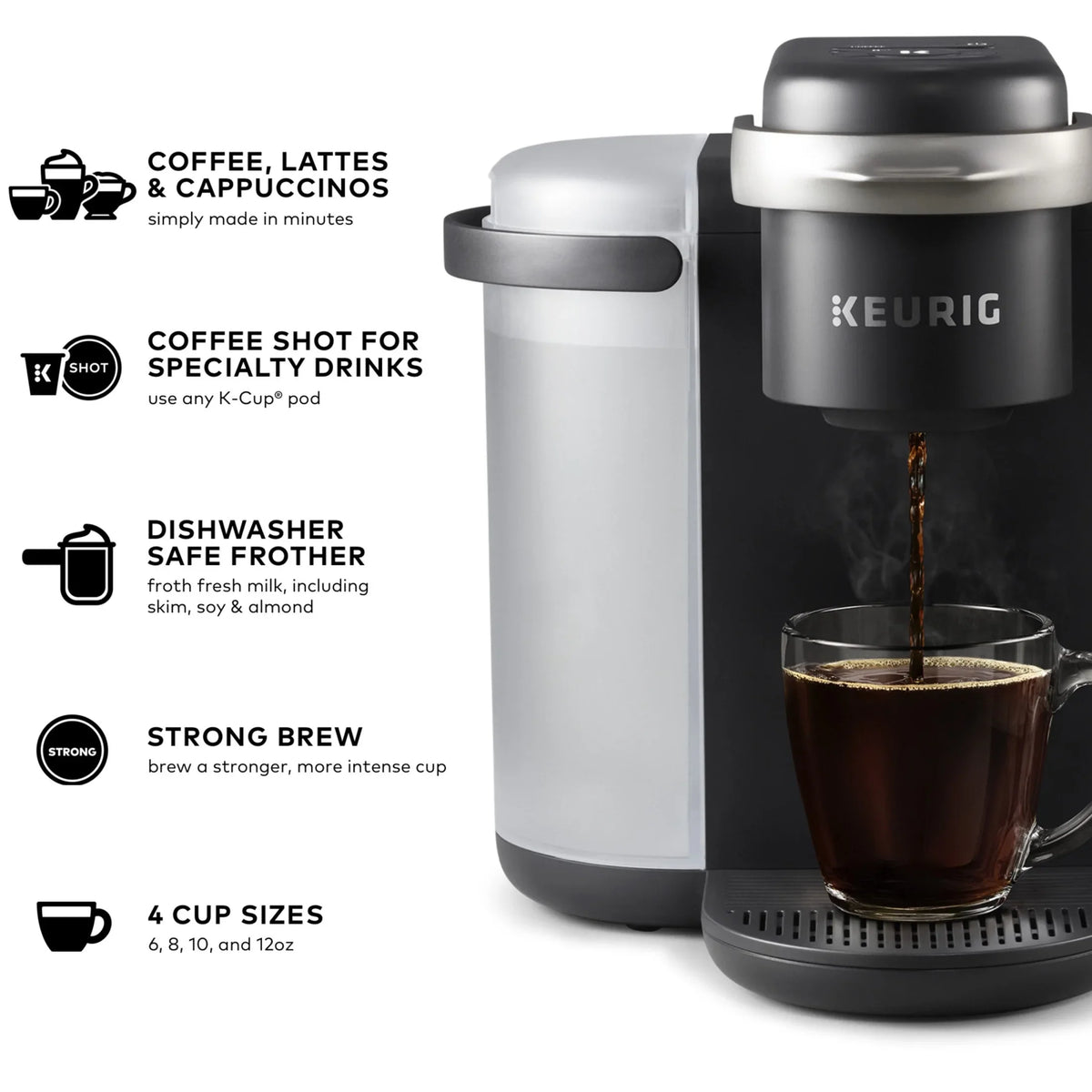 Keurig K-Cafe Single Serve K-Cup Coffee Maker, Latte Maker and Cappuccino Maker, Dark Charcoal - image 4