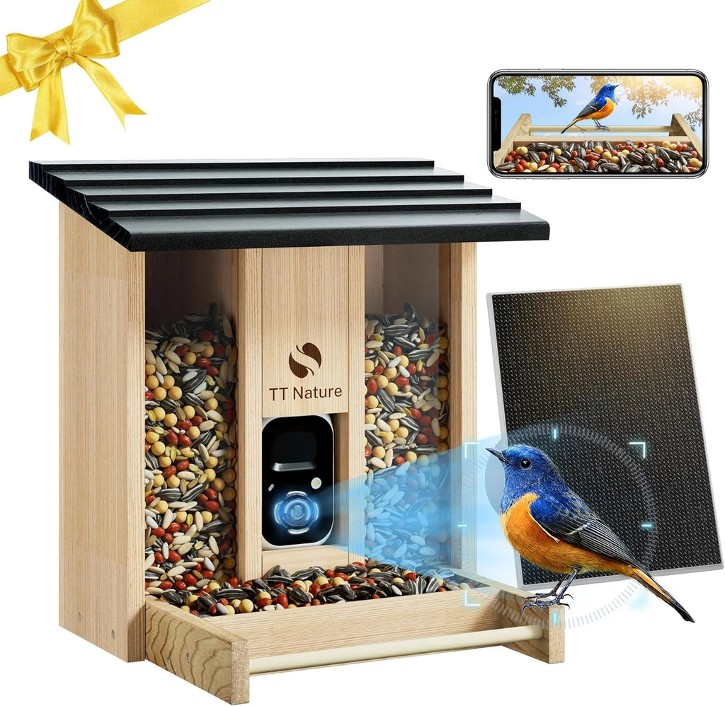 Feeder with Camera, Upgraded Smart Bird Feeder with Solar Powered, AI Identify for 10000 Plus Bird Species, Auto Capture Bird & Real-time Notifications, Ideal Gift for Bird Lovers - image 1