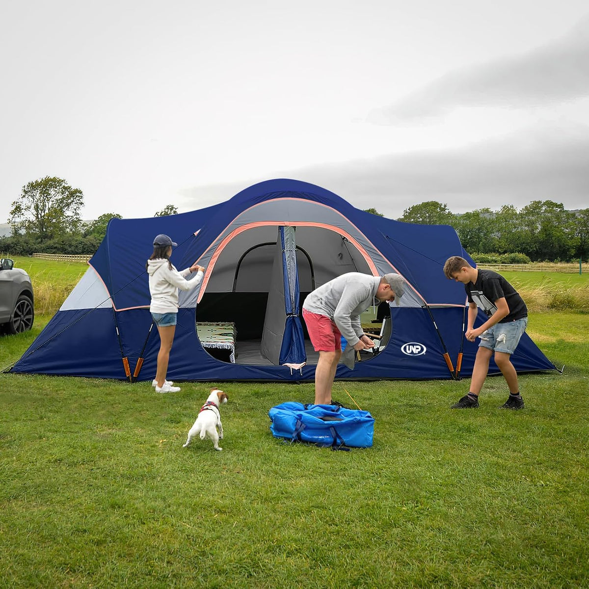 UNP Camping Tent 10-Person-Family Tents, Parties, Music Festival Tent, Big, Easy Up, 5 Large Mesh Windows, Double Layer, 2 Room, Waterproof, Weather Resistant, 18ft x 9ft x78in - image 49