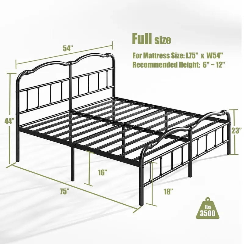 Sturdy 18-Inch High Steel Tube Iron Bed with Double Wave Headboard and Footboard - image 26
