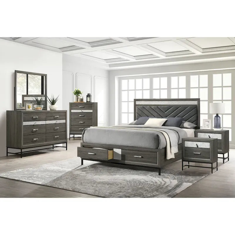 Contemporary Grey 6-Piece Platform Bedroom Set by Furniture of America - Heinisk Collection - image 1