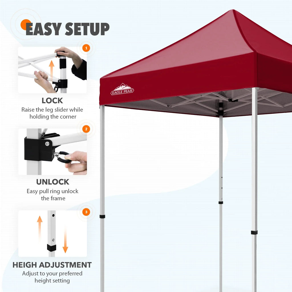 EAGLE PEAK 5x5 Pop up Canopy Tent Instant Outdoor Canopy Easy Set - up Straight Leg Folding Shelter（blue） - image 135