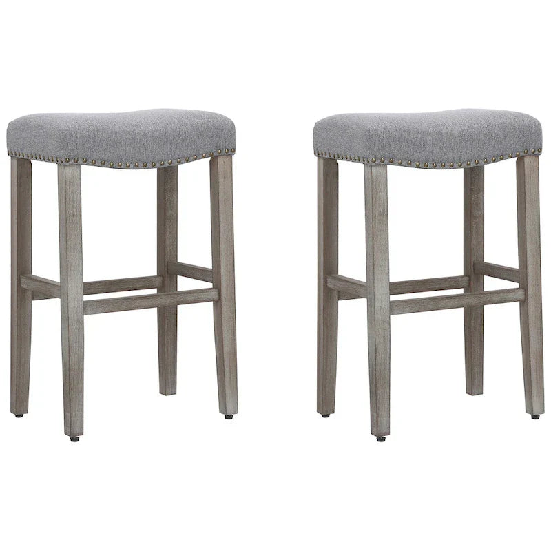 Set of 2 Jameson Gray Upholstered Polyester 29-Inch Bar Stools - image 2