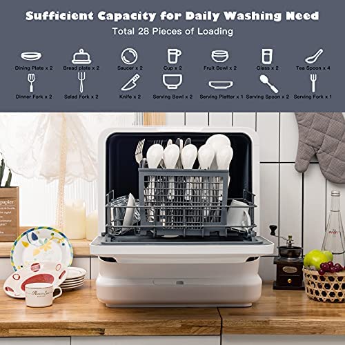 Portable Countertop Dishwasher with 7.5L Water Tank - image 6