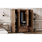 Freestanding 4-Door Wardrobe Armoire with 2 Drawers and Hanging Rods for Clothes Storage - image 29