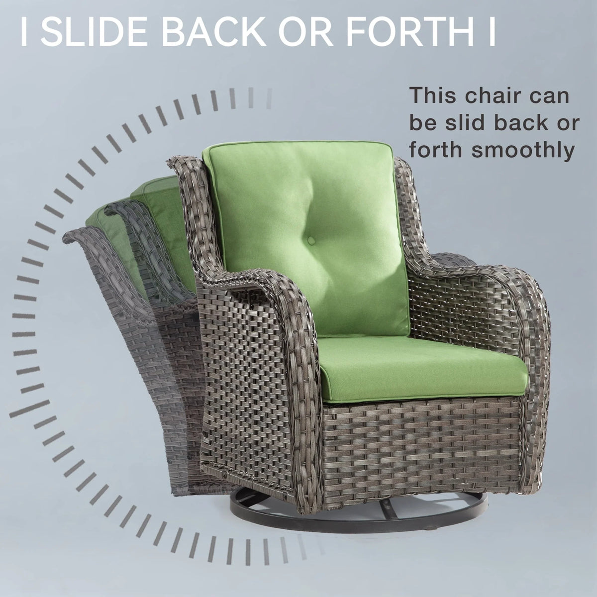 Meetleisure 1 Pieces Outdoor Patio Furniture Wicker Swivel Chair with Cushions for Backyard, GRE - image 5