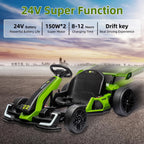 24V Electric Go Kart, with 300W Strong Motor, Drift/Sport Mode, Big Battery, Eva Tire,Length Adjustmen for Outdoor Racing Toy-Green - image 12