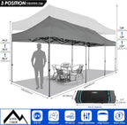 COBIZI 10x20 Heavy Duty Pop up Canopy Tent with 6 sidewalls Easy Up Commercial Outdoor Canopy Wedding Party Tents for Parties All Season Wind & Waterproof Gazebo with Roller Bag,Black(Frame Thickened) - image 136