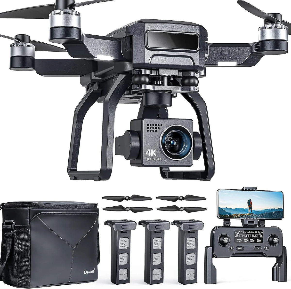 GPS Drones with Camera for Adults 4K Night Vision, 3-Aix Gimbal, 2Mile Long Range, 75Mins Flight Time Professional Drone with 3 Battery, Auto Return+Follow Me+Fly Around+Beginner Mode for Kid - image 1