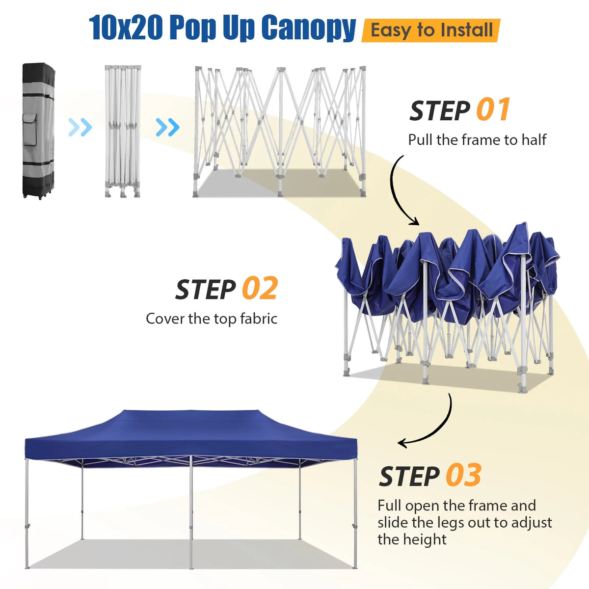 HOTEEL 10x15 Heavy Duty Canopy Tent ,Pop up Canopy for Parties Wedding,Commercial Easy up Gazebo with Roller Bag,UV 50+ &,White - image 37